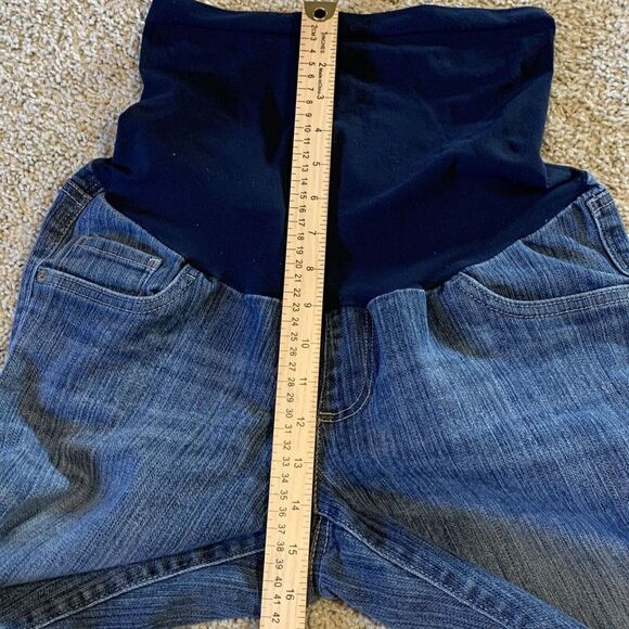 Oh Baby by Motherhood Maternity Jeans Sz M Medium Capri Blue Full Belly Band - Picture 6 of 11